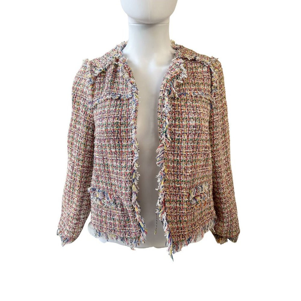 Zara Multi Coloured Tweed Shirt Jacket Sz Small
